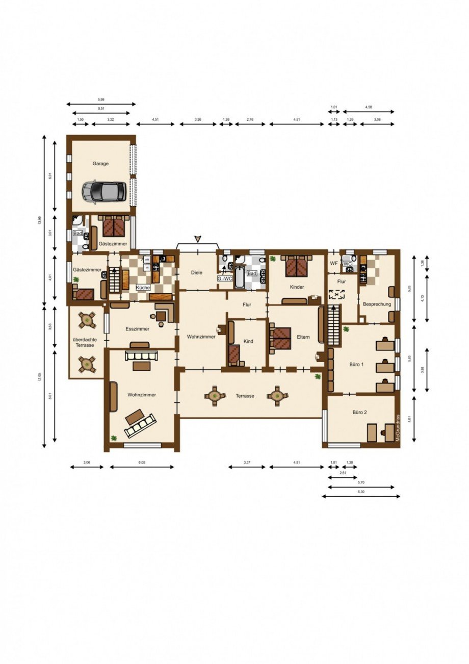 Grundriss Erdgeschoss Zweifamilienhaus Neuwied / Irlich