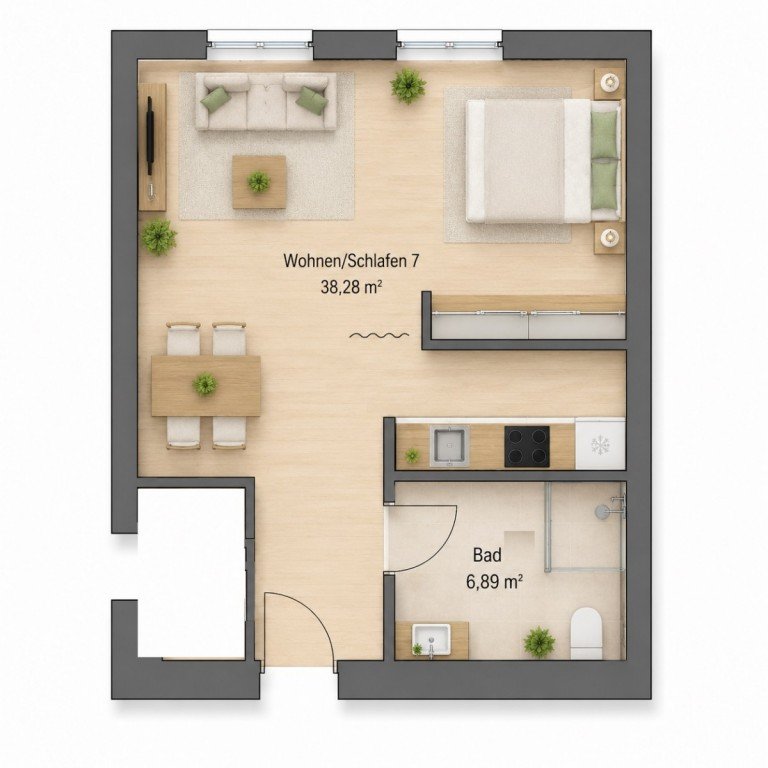 Gr. W7 neu Andernach Etagenwohnung Schickes Ein-Raum-Apartment mit K�che