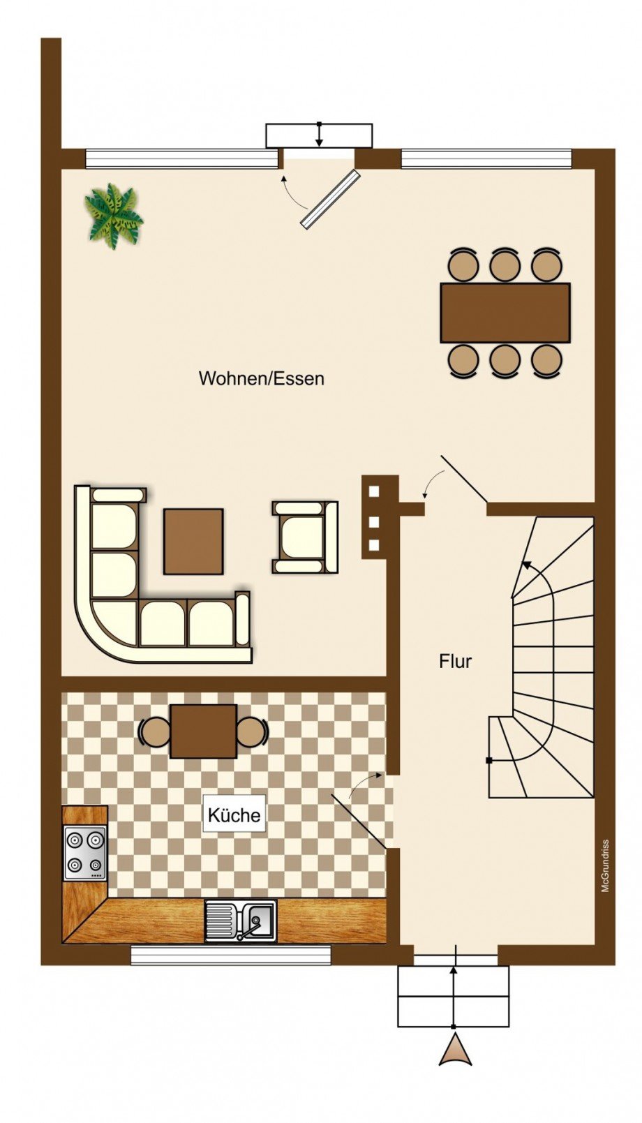 Grundriss EG Reihenmittelhaus Neuwied / Feldkirchen